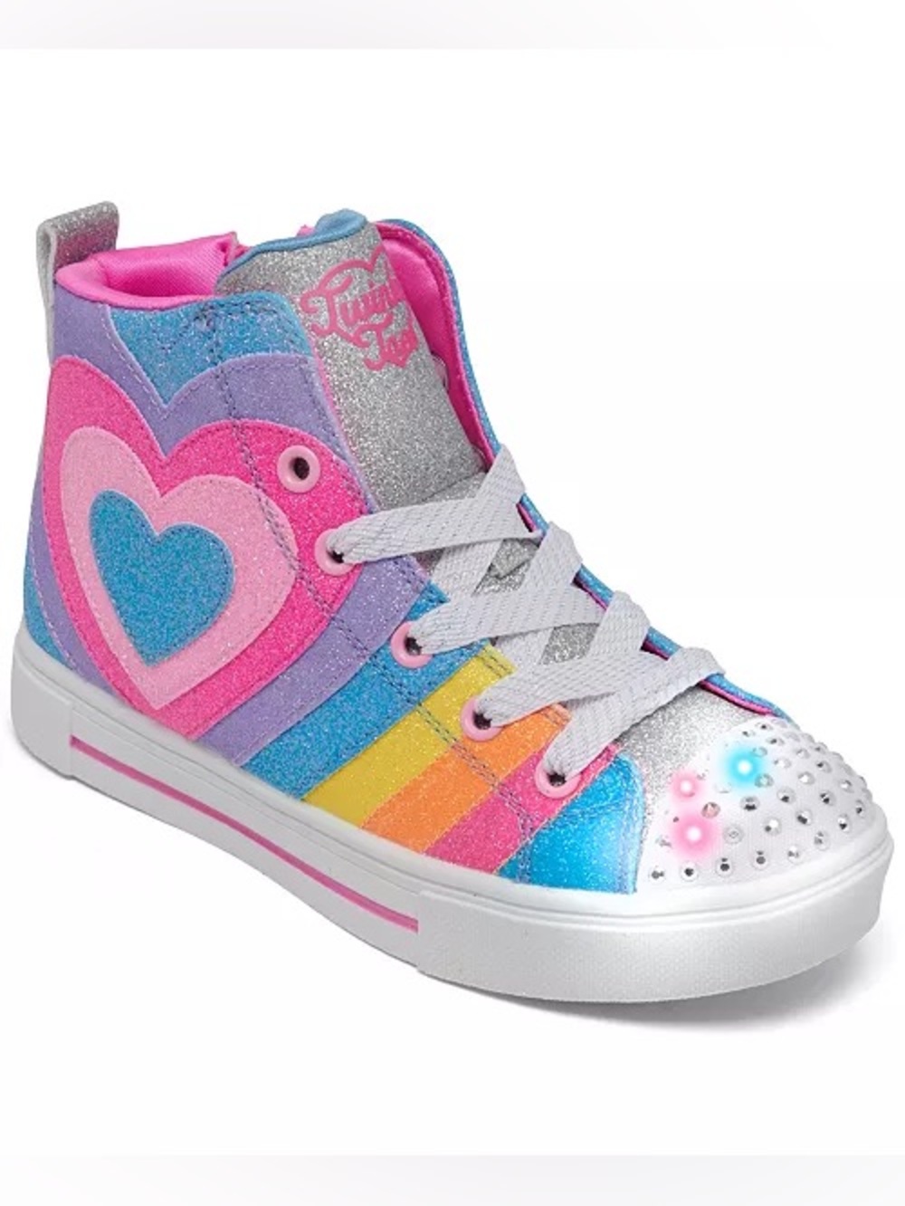 GUC Skechers Girls Twinkle Toes Heart Pop Light Up High-Top Sneakers size 3